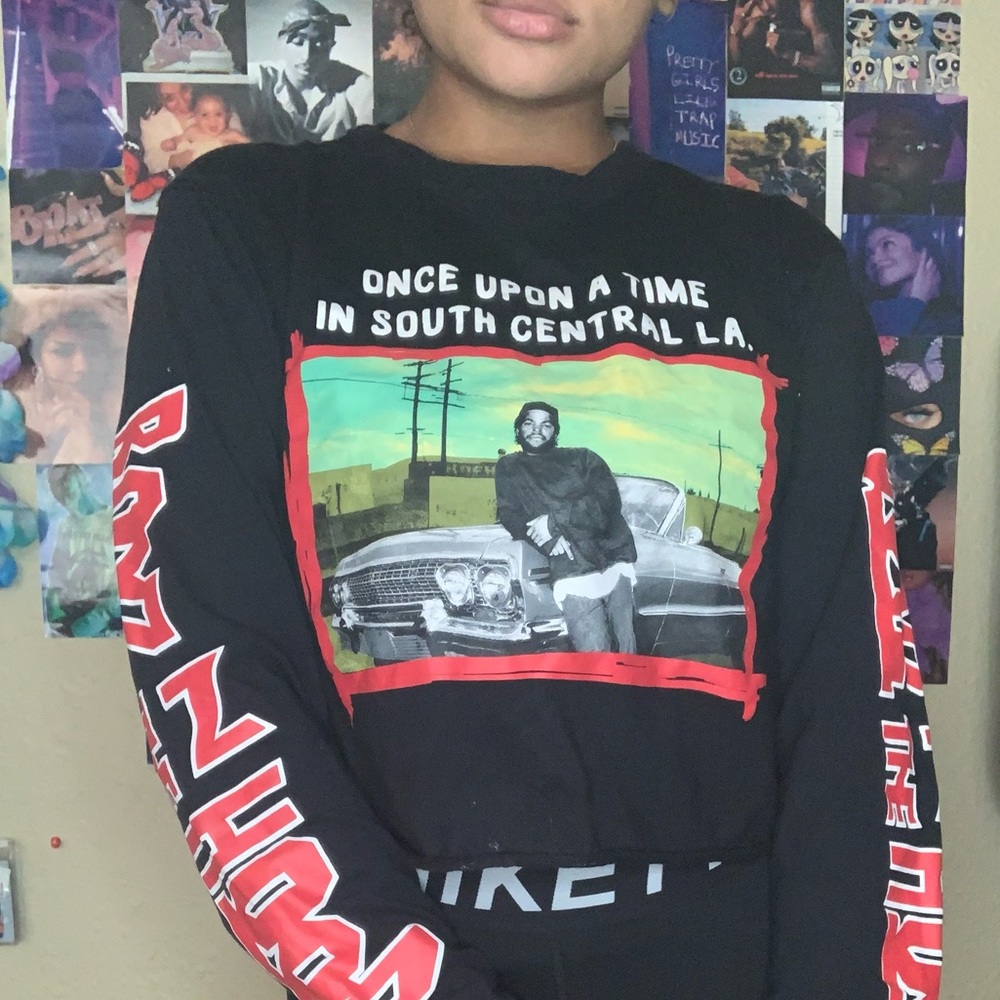 COPY - Black cropped Boyz in the hood long-sleeve